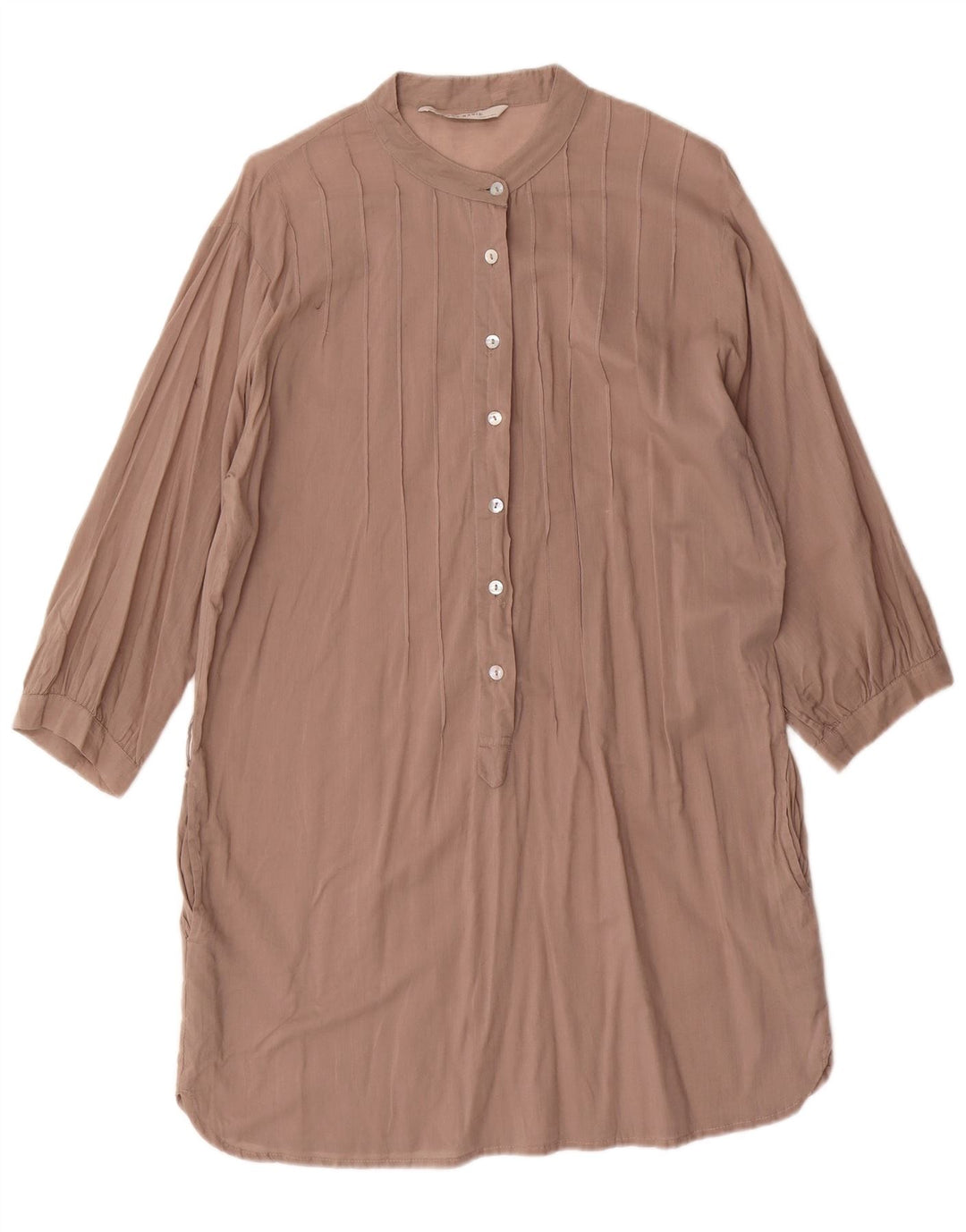 Zara Vestido recto de manga 3/4 para mujer UK 44 Algodón marrón medio