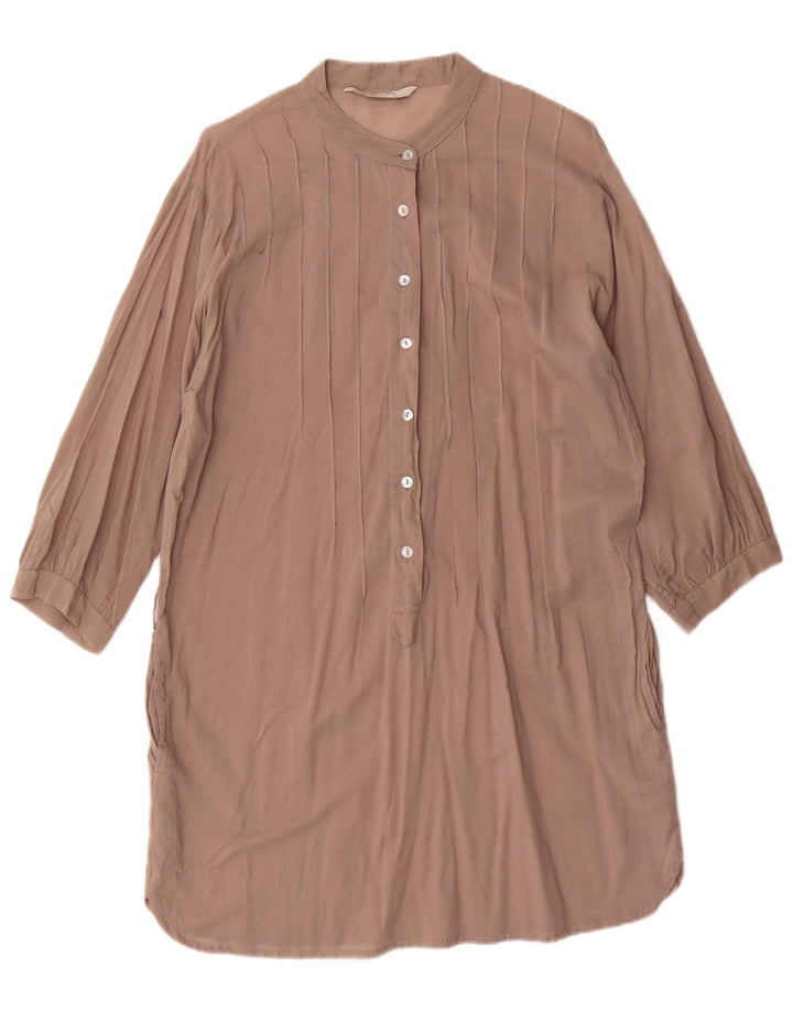 Zara Vestido recto de manga 3/4 para mujer UK 44 Algodón marrón medio