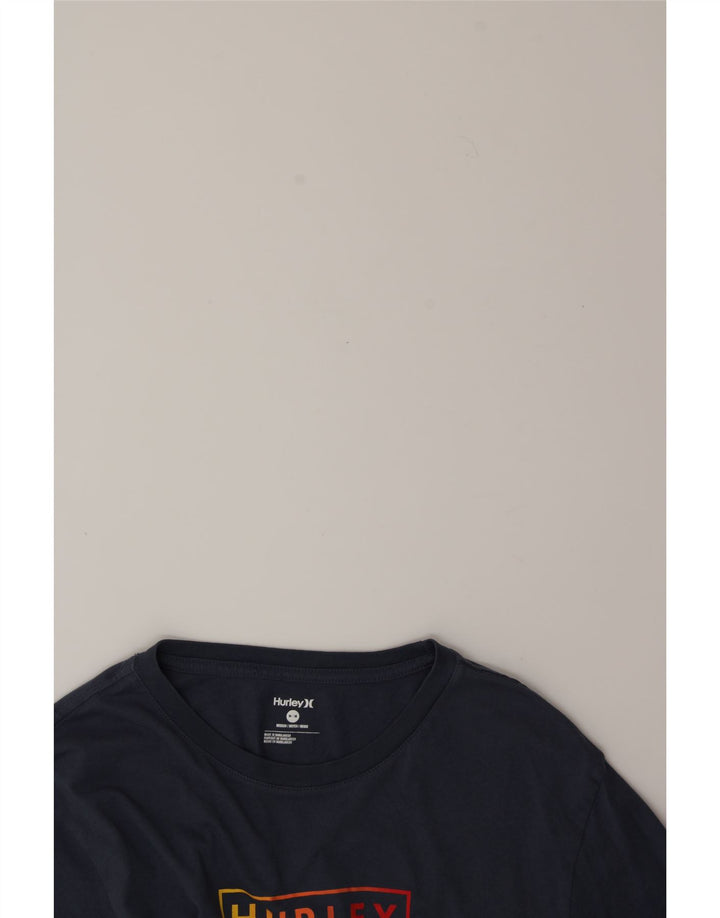 HURLEY Mens Graphic T-Shirt Top Medium Navy Blue Cotton Vintage Hurley and Second-Hand Hurley from Messina Hembry 