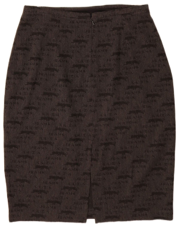 KRIZIA JEANS Falda lápiz gráfica para mujer UK 12 Medium W28 Gris