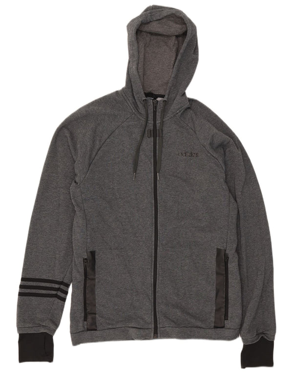 Adidas Hombre Climalite Zip Sudadera Con Capucha Suéter Grande Gris Colorblock Algodón