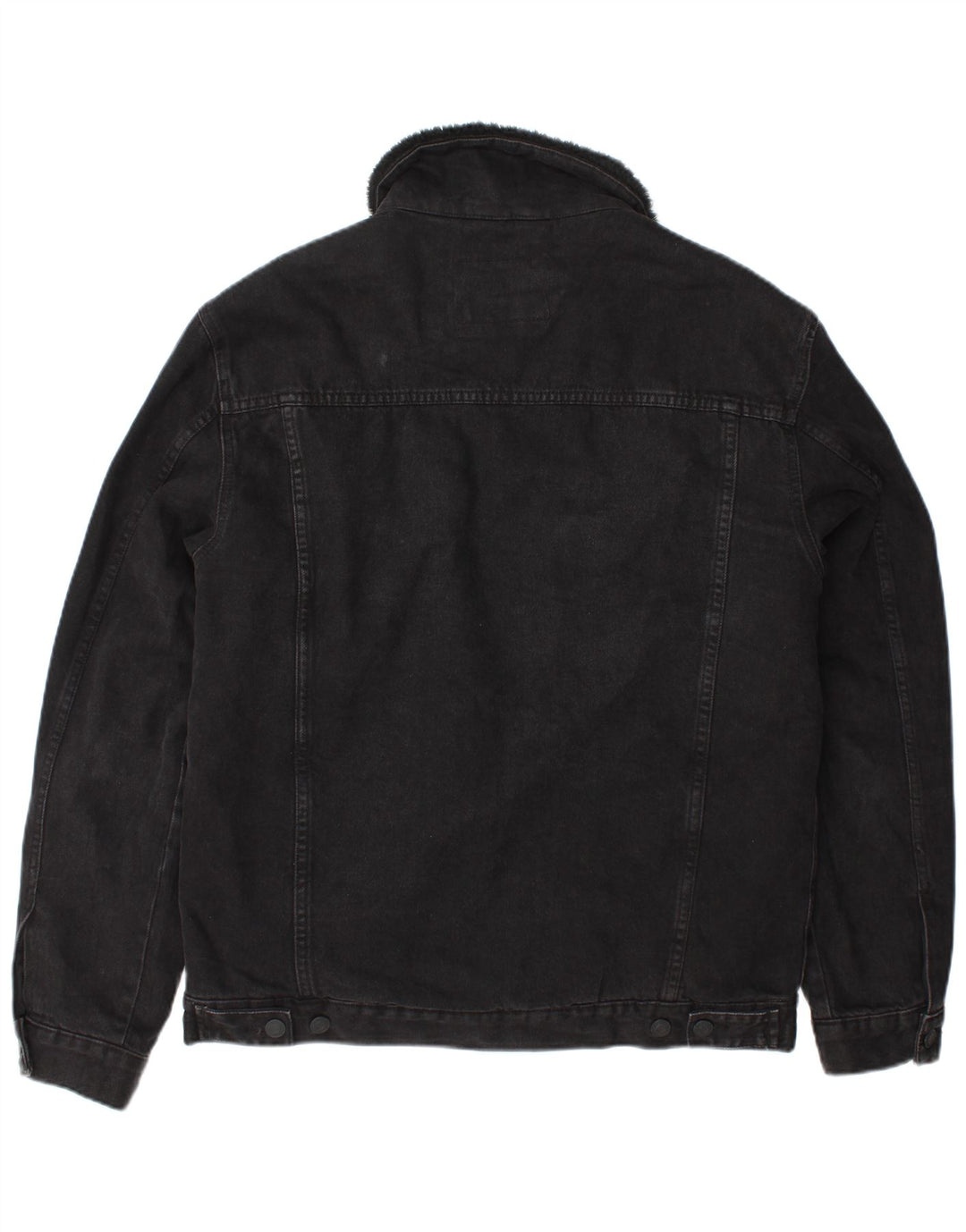 Zara Mens Denim Sherpa Chaqueta UK 40 Grande Poliéster Negro