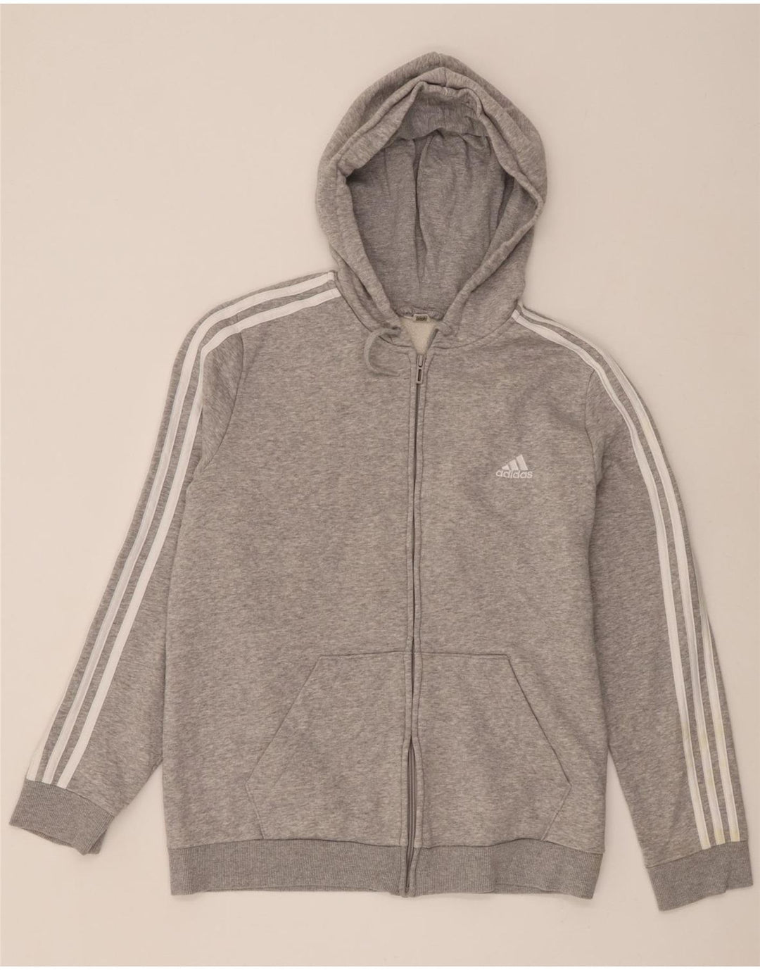 Adidas Hombre Sudadera Con Capucha Y Cremallera Suéter Gris Medio Moteado