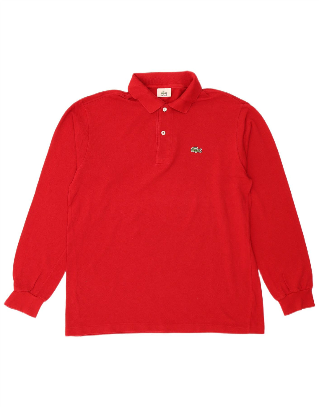 Lacoste Polo de manga larga para hombre talla 4 mediano algodón rojo