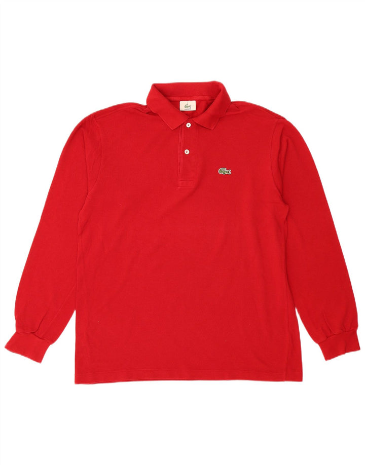 Lacoste Polo de manga larga para hombre talla 4 mediano algodón rojo