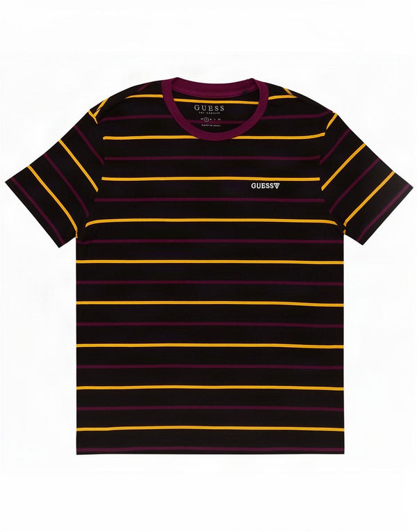 Guess Camiseta para hombre Top Small Black Rayas Algodón