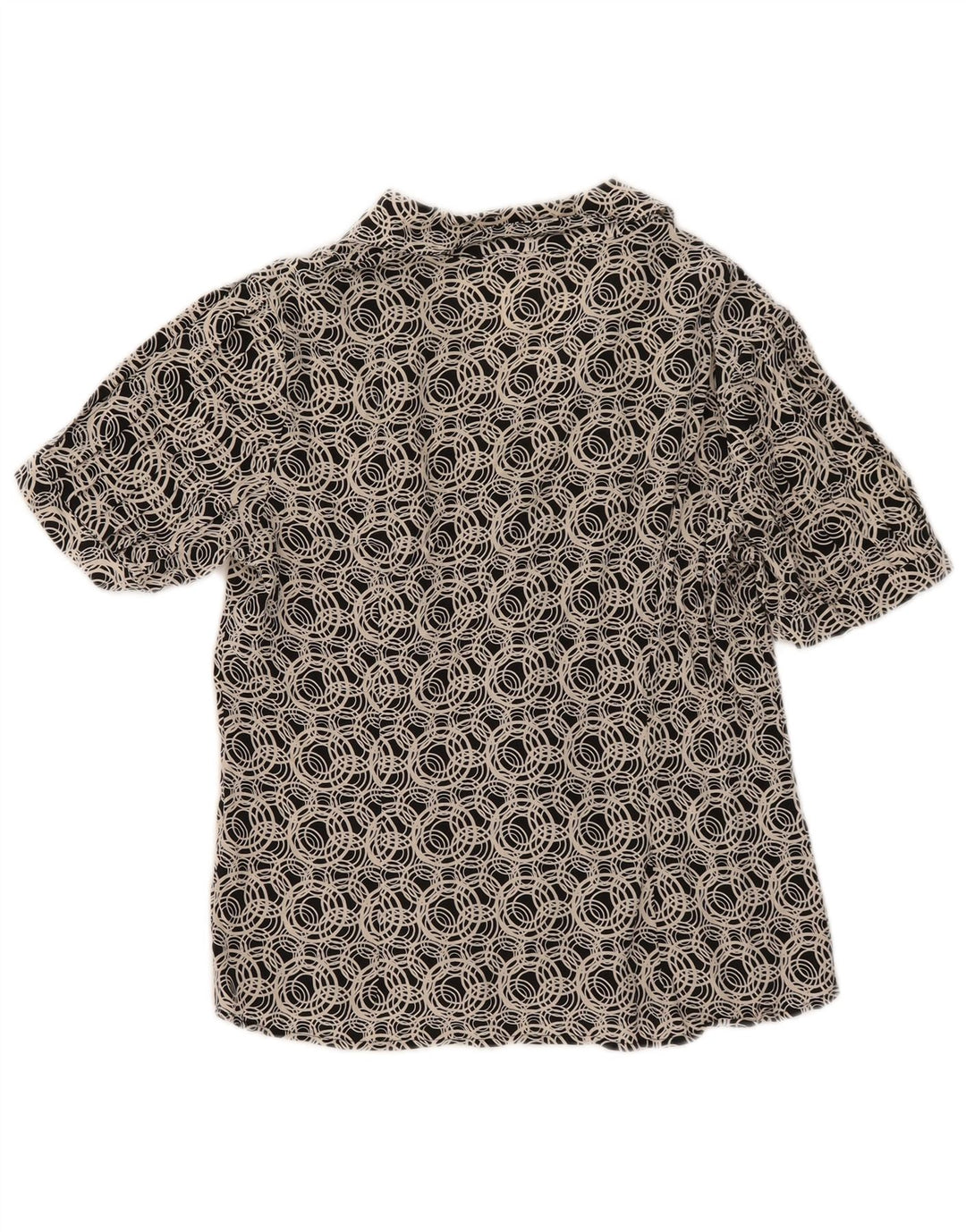 cherie Blusa camisera de manga corta para mujer IT 44 Seda geométrica negra mediana