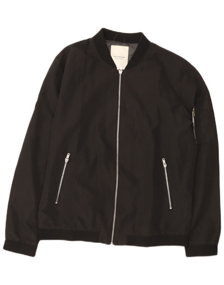 Vintage hombres bombardero chaqueta Reino Unido 42 XL negro