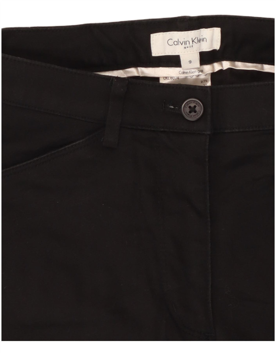CALVIN KLEIN Pantalones cargo delgados para mujer US 9 Medium W28 L26 Algodón negro