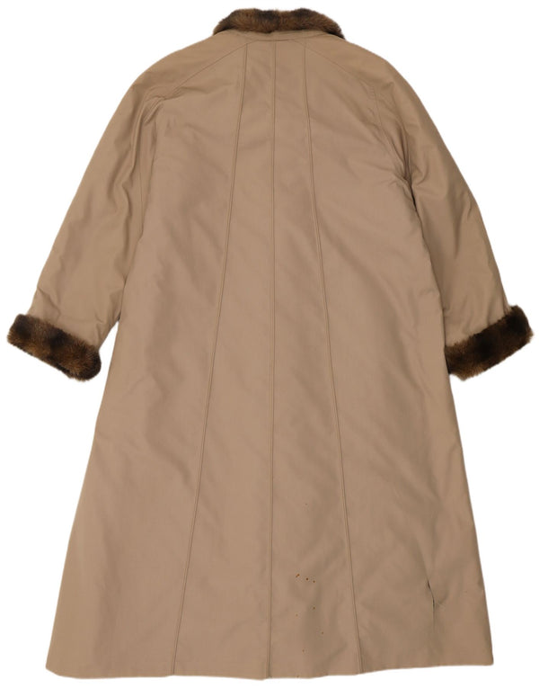 VINTAGE Abrigo de piel sintética de gran tamaño para mujer EU 40 Poliéster beige medio