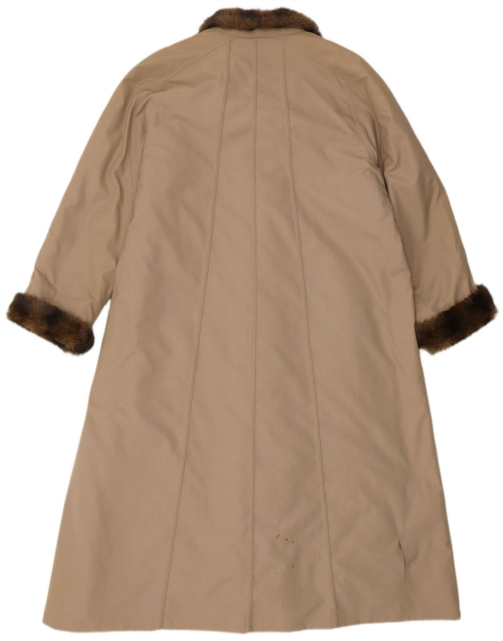 VINTAGE Abrigo de piel sintética de gran tamaño para mujer EU 40 Poliéster beige medio