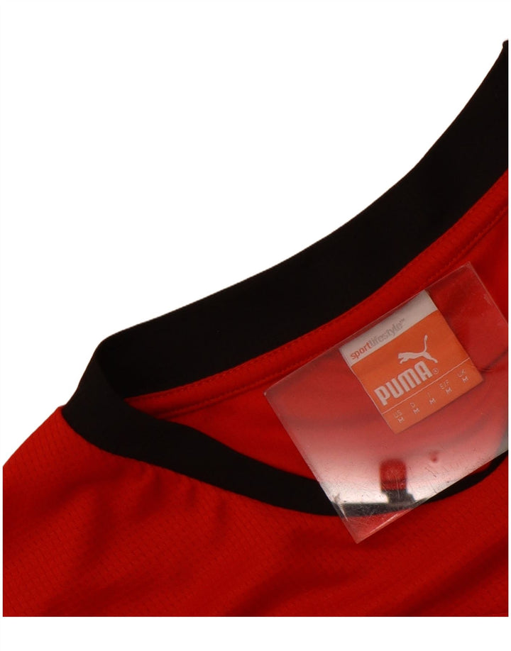 Puma Camiseta de manga larga para hombre, color rojo medio, color block