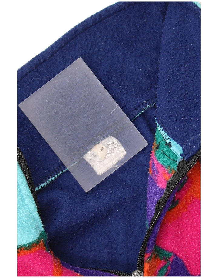 VINTAGE Jersey de vellón con cuello con cremallera para hombre Camuflaje azul marino grande