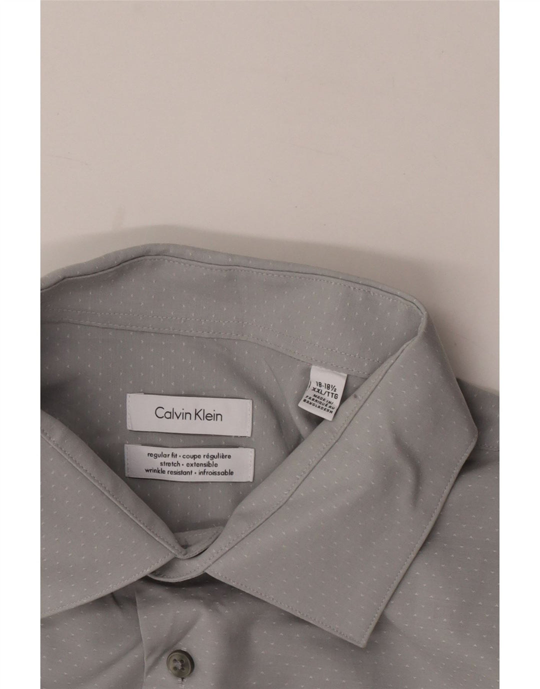 Calvin Klein Camisa de manga corta para hombre Talla 18 18 1/2 2XL Gris manchado