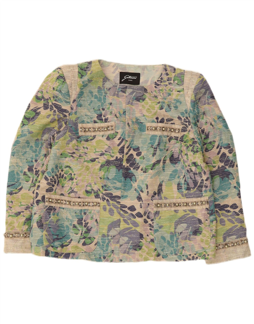 Gattinoni Chaqueta tipo blazer abierta para mujer UK 18 XL Multicolor Floral