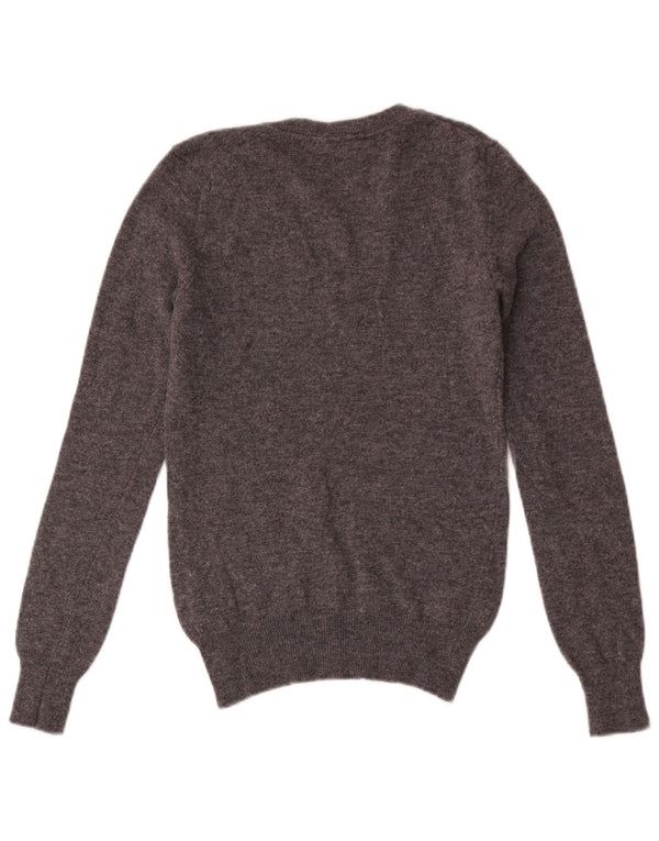 Gant Jersey con cuello en V para mujer UK 4 XS Lana de cordero moteada gris