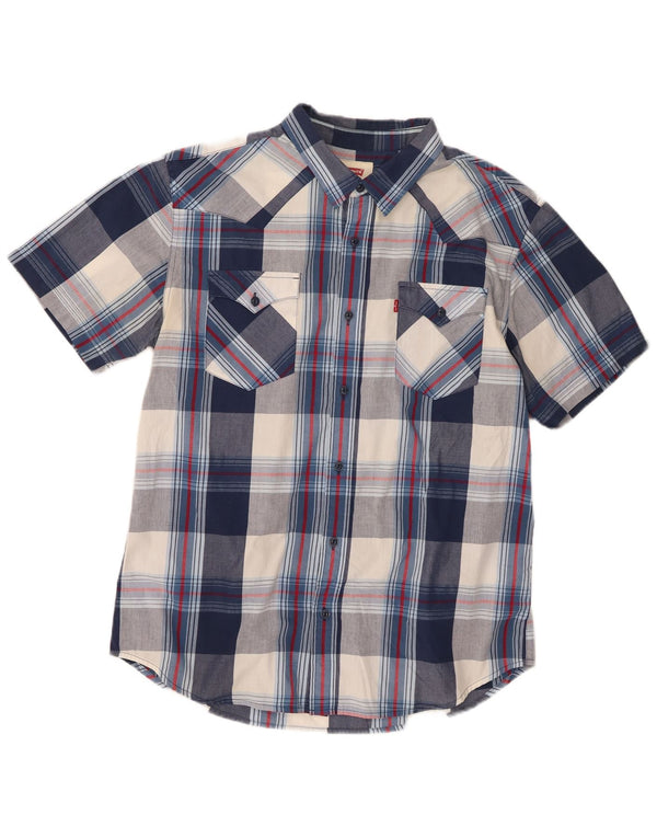 Levi's Camisa De Manga Corta Para Hombre De Algodón A Cuadros Azul Marino Grande