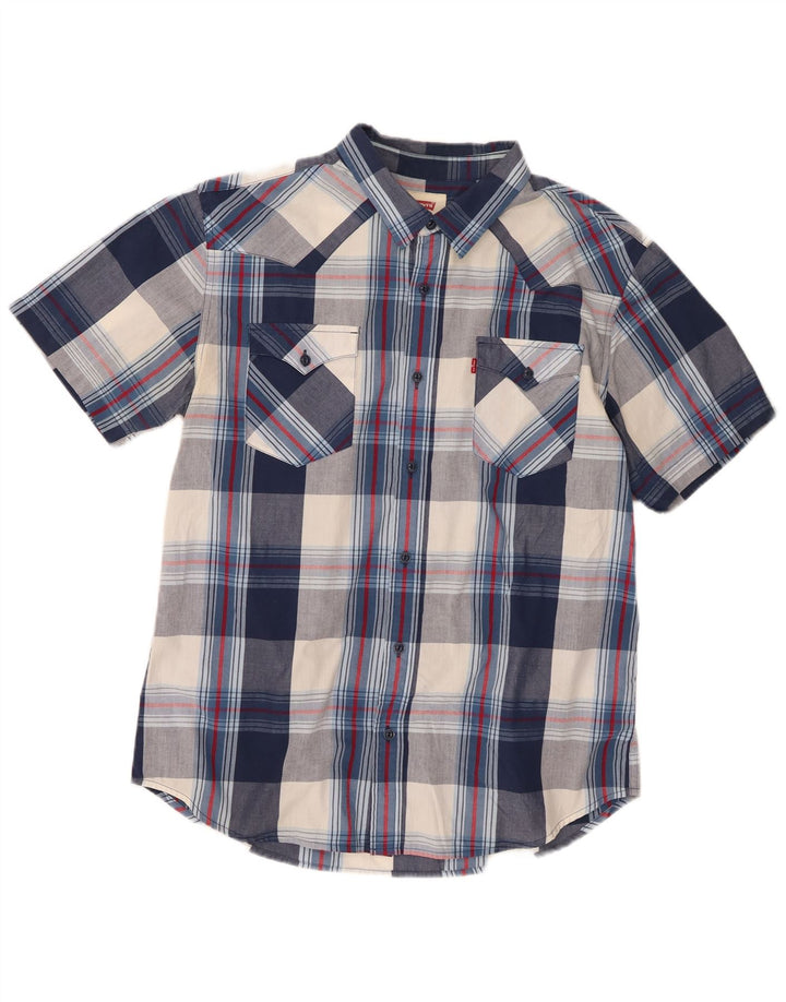Levi's Camisa De Manga Corta Para Hombre De Algodón A Cuadros Azul Marino Grande