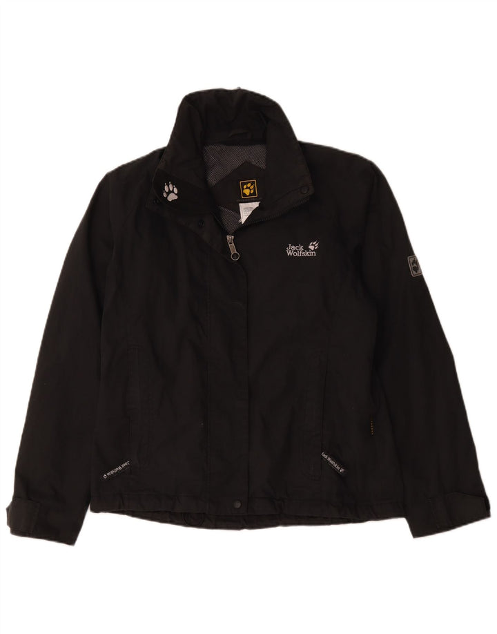 Jack Wolfskin Chaqueta impermeable para mujer UK 12/14 Mediana Negro Poliéster