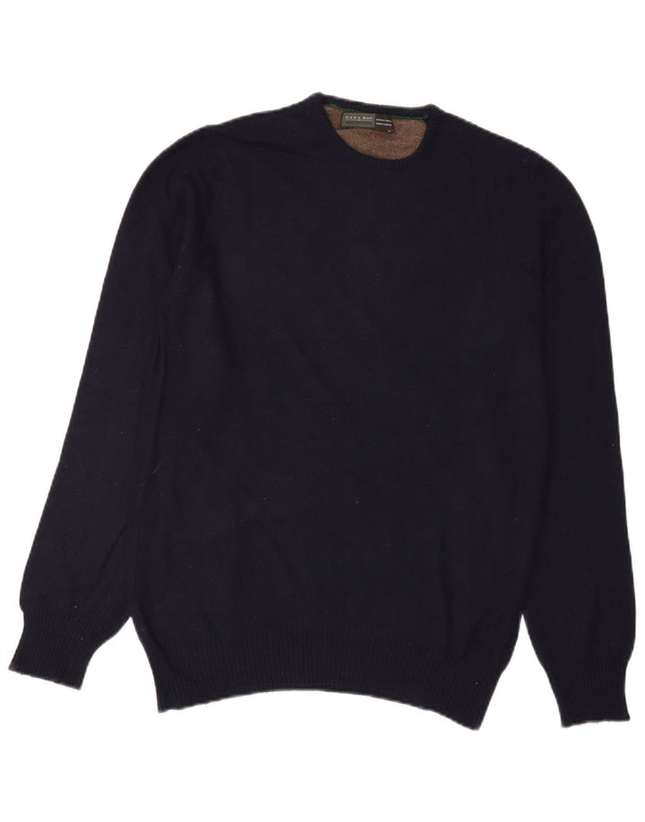 Zara Mens Crew Neck Jumper Sweater Grande Azul Marino
