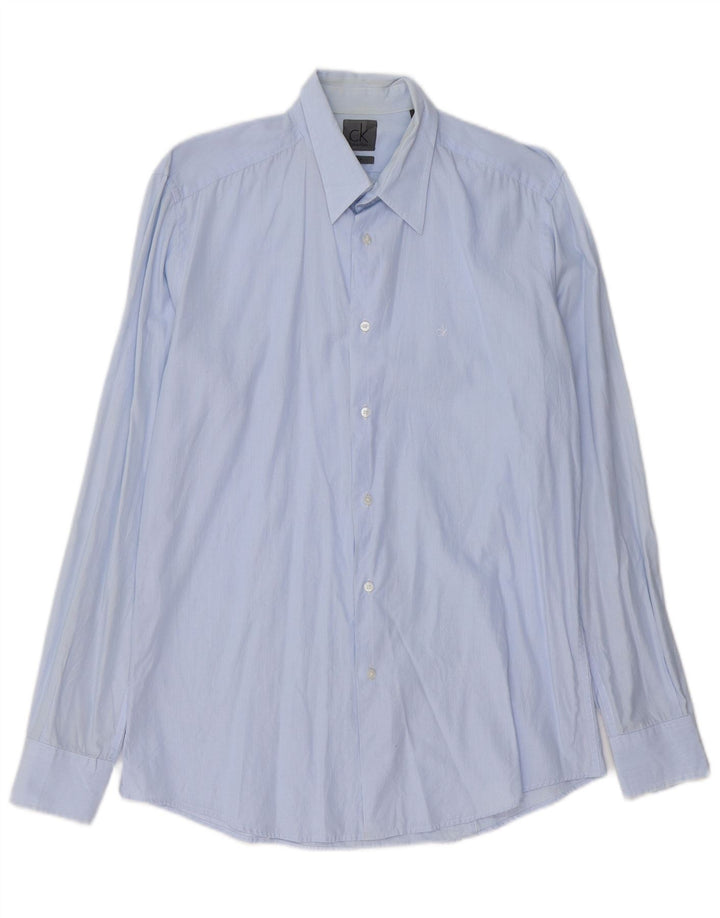 CALVIN KLEIN Camisa slim fit para hombre, talla grande, azul a rayas