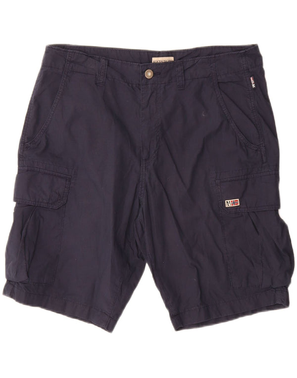 Napapijri Mens Cargo Shorts W34 Large Navy Blue Cotton