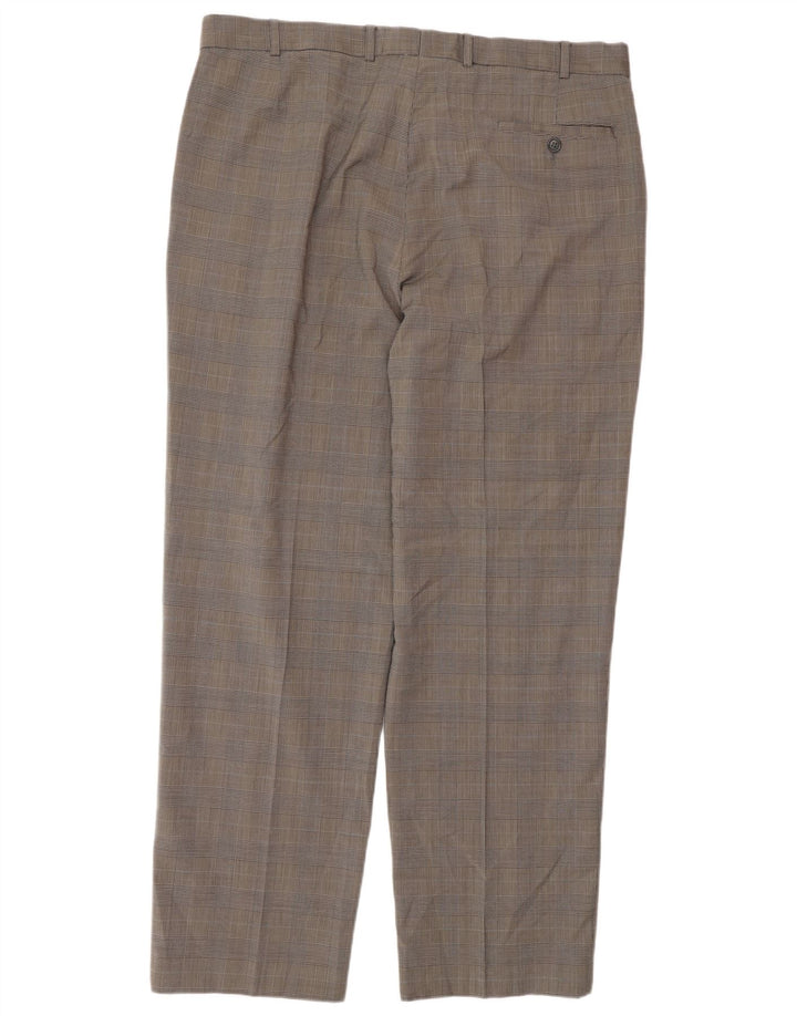 Marks & Spencer Pantalón de traje entallado para hombre W38 L31 Pata de gallo negra