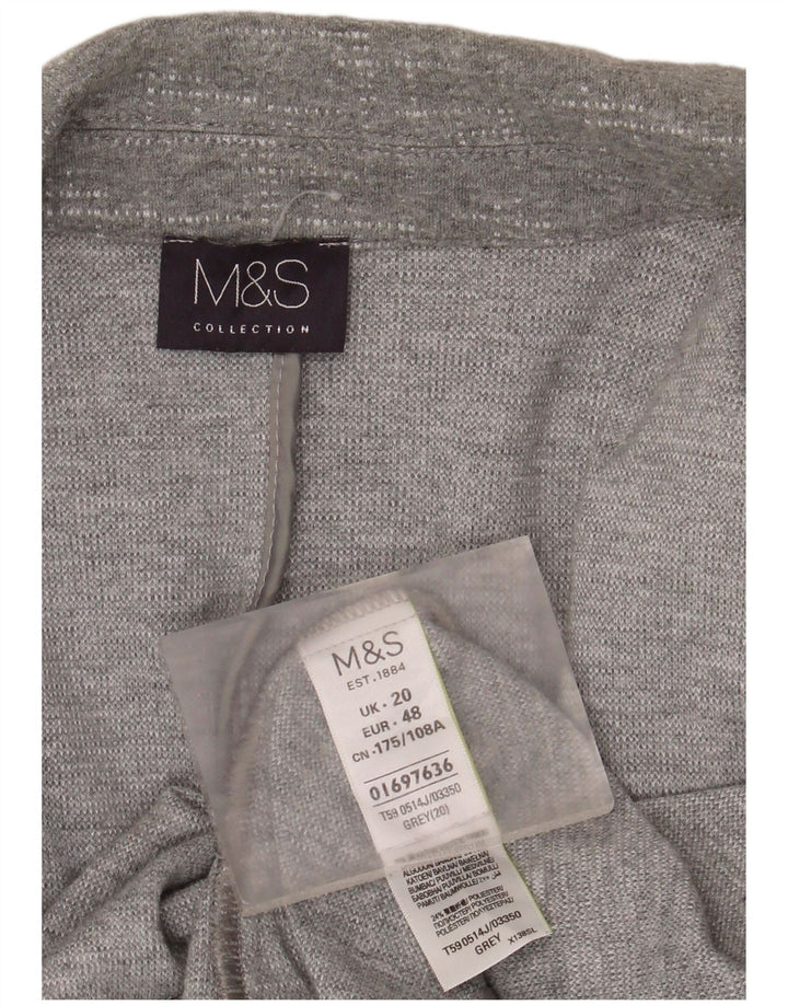 Marks & Spencer Chaqueta Americana Abierta de Manga 3/4 para Mujer UK 20 2XL Algodón Gris