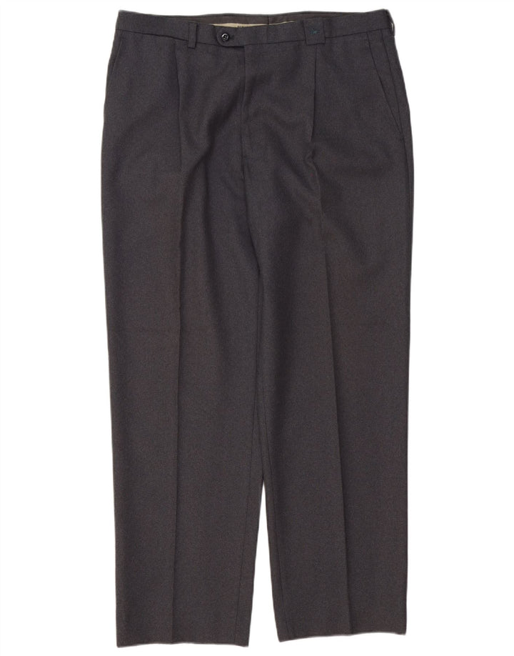 Burberry Pantalón de traje con pinzas para hombre IT 46 Small W34 L30 Poliéster gris