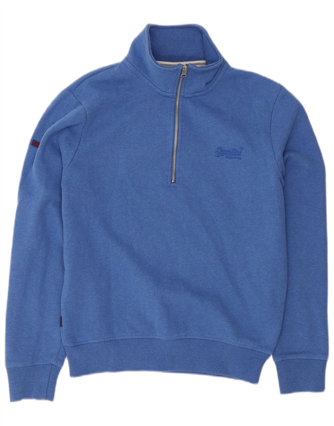 Superdry Sudadera con cuello y cremallera para hombre, jersey de algodón azul pequeño