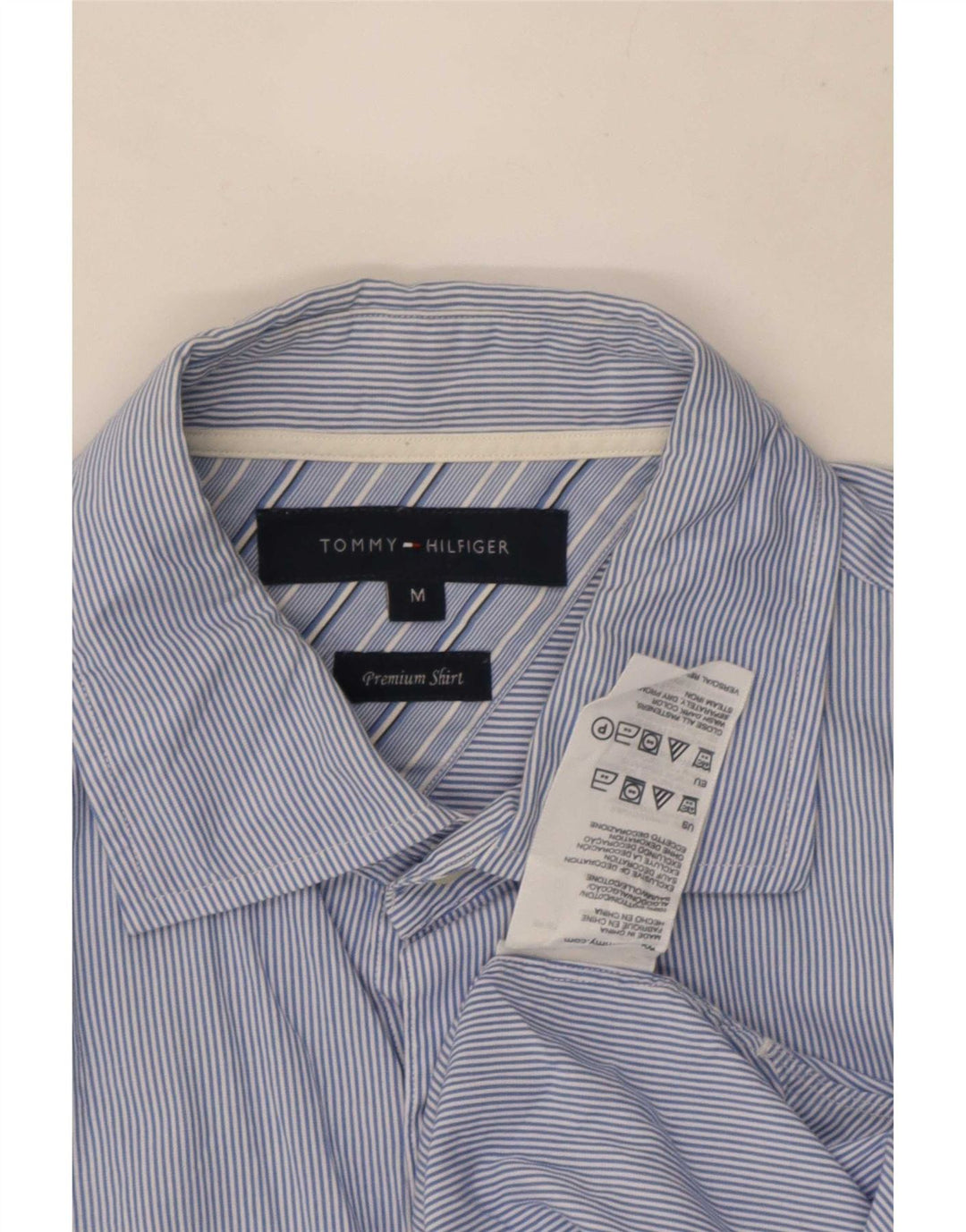 Camisa Tommy Hilfiger Hombre Algodón Azul Medio Rayas Pintadas