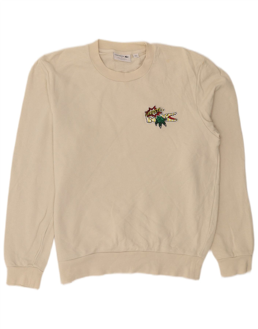 Lacoste Sudadera de ajuste clásico con gráfico para hombre, talla 4, color beige mediano