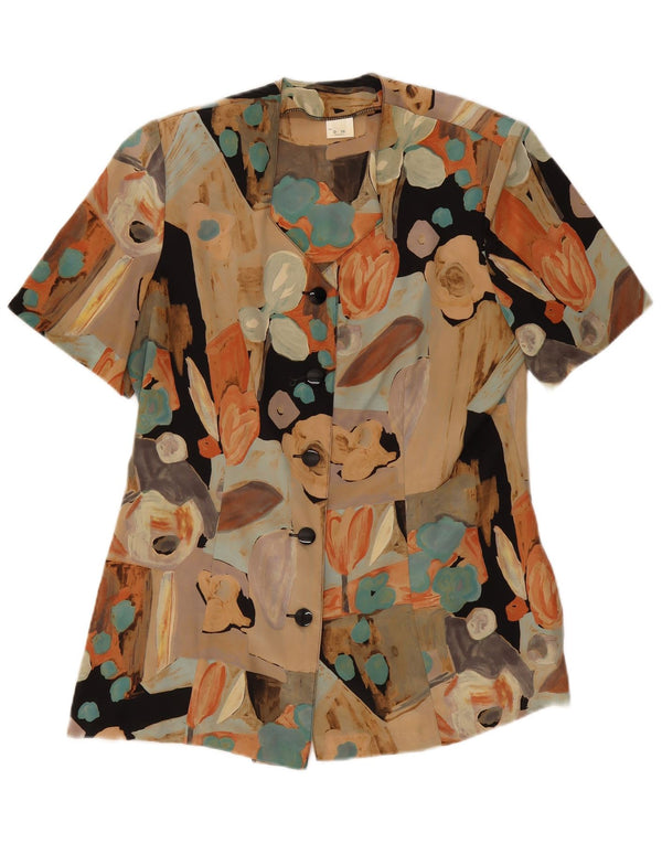 Vintage mujer camisa de manga corta blusa Reino Unido 18 XL patchwork multicolor