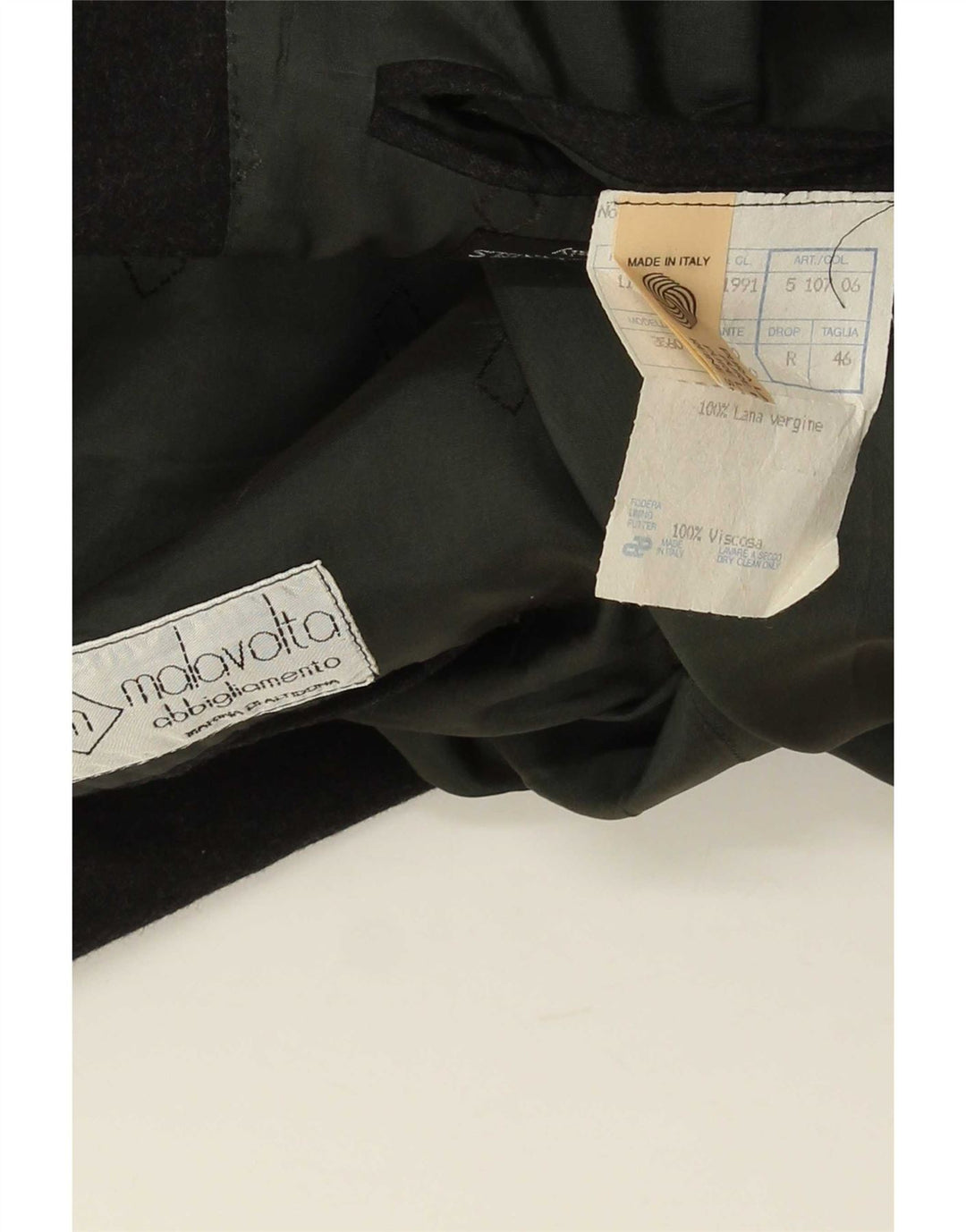 Vintage hombres doble pecho chaqueta blazer IT 46 pequeña lana negra