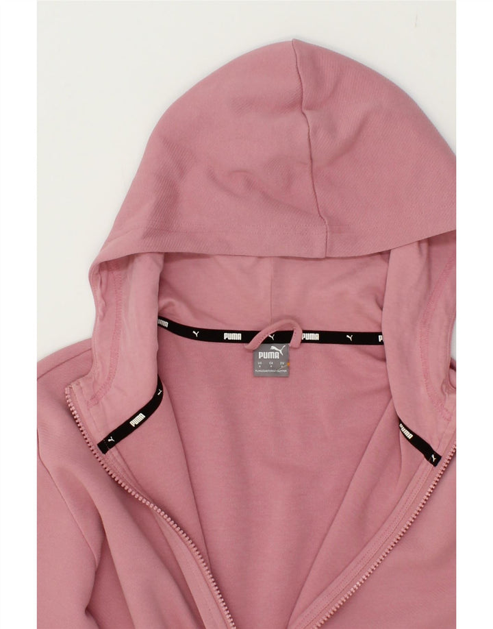 PUMA Womens Graphic Zip Hoodie Sweater UK 10 Small Pink Polyester Vintage Puma and Second-Hand Puma from Messina Hembry 