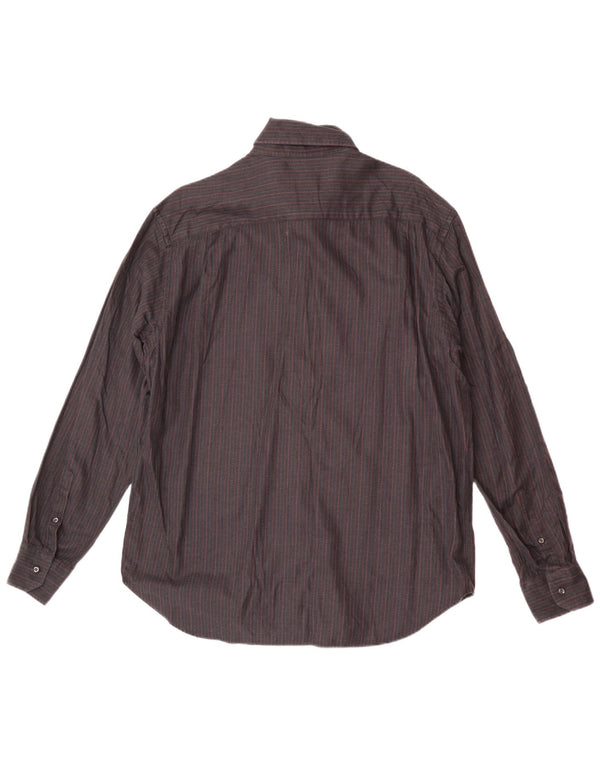 Camisa Trussardi Hombre Talla 44 17 1/2 XL Azul Marino Rayas Clásica