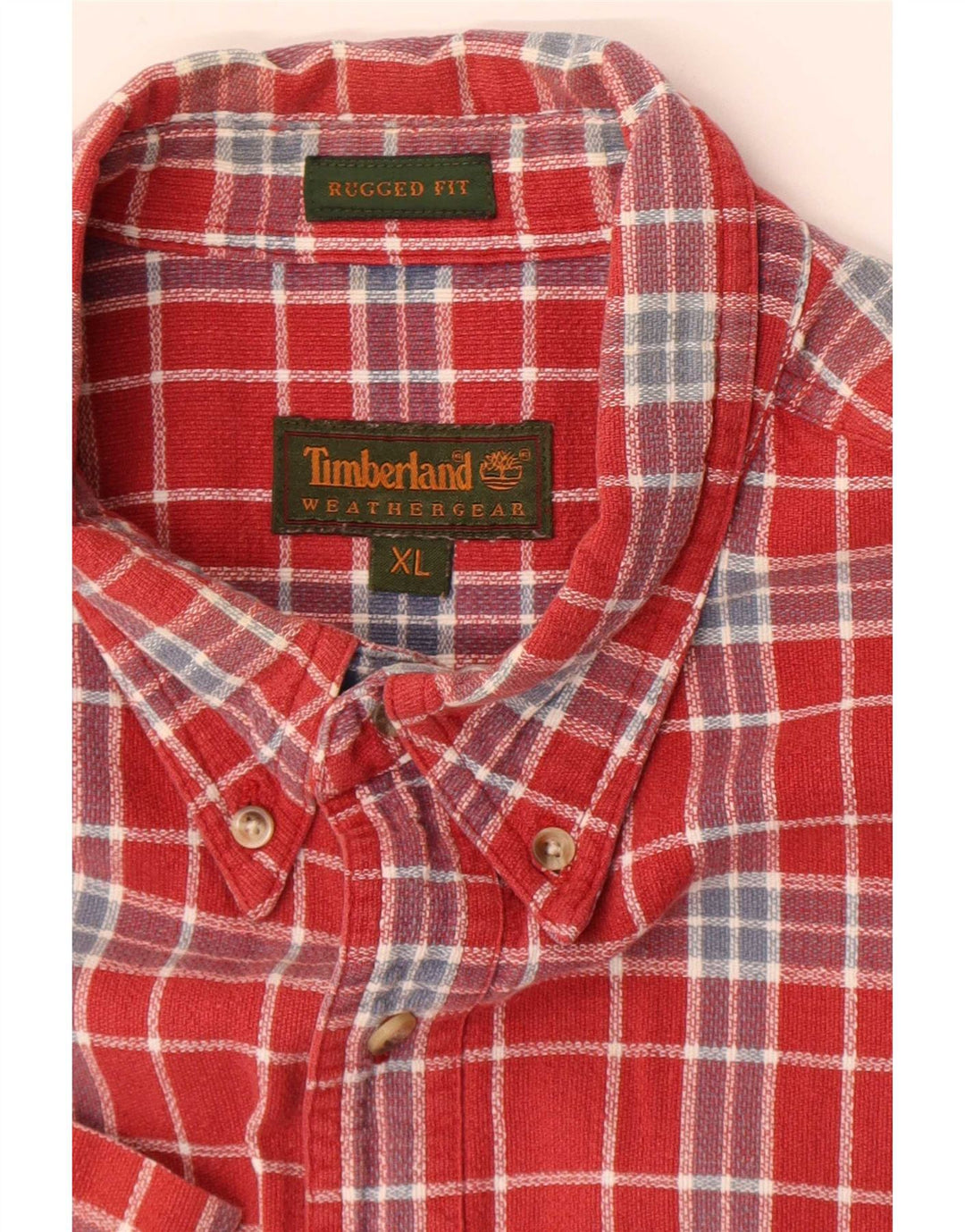 Timberland Camisa de manga corta con ajuste resistente para hombre XL Cuadros rojos
