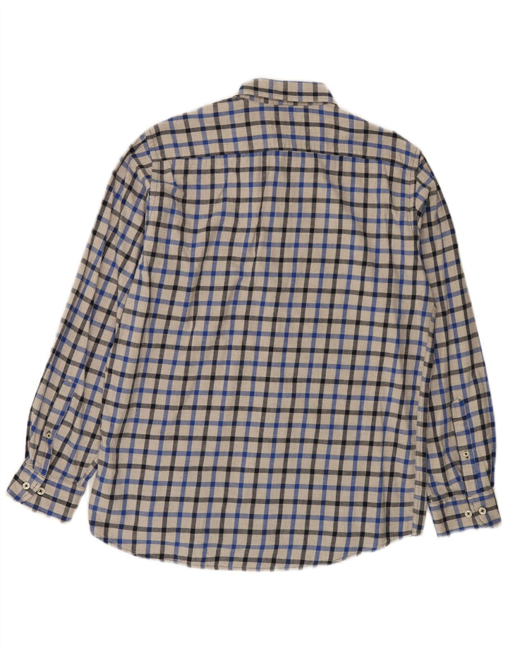 CARRERA Camisa de franela de corte regular para hombre Algodón a cuadros azules grandes