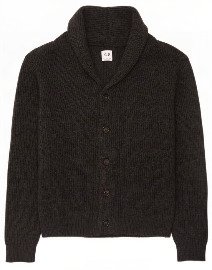 Zara Hombre Cárdigan Suéter Grande Gris