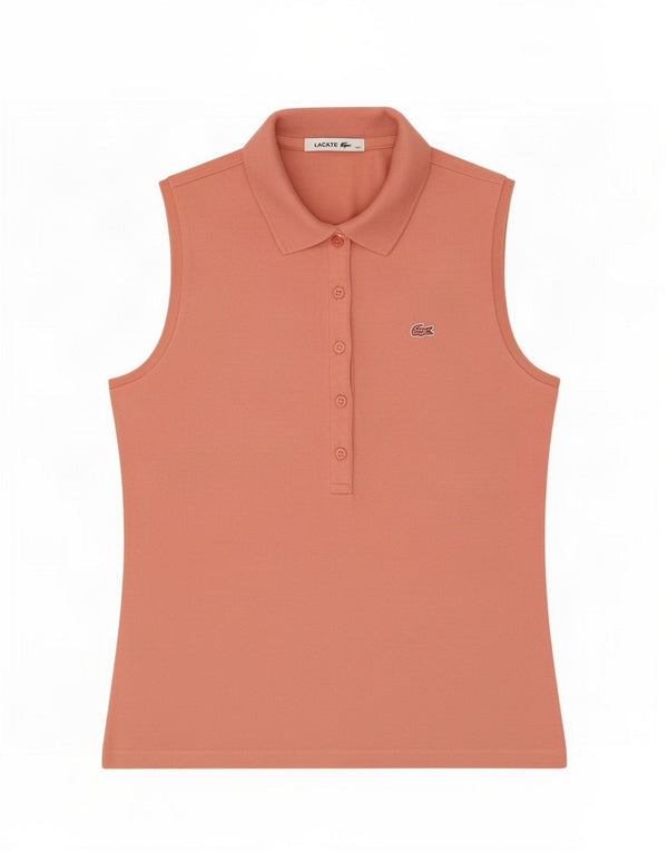Lacoste Polo Sin Mangas Para Mujer EU 40 Algodón Rosa Medio