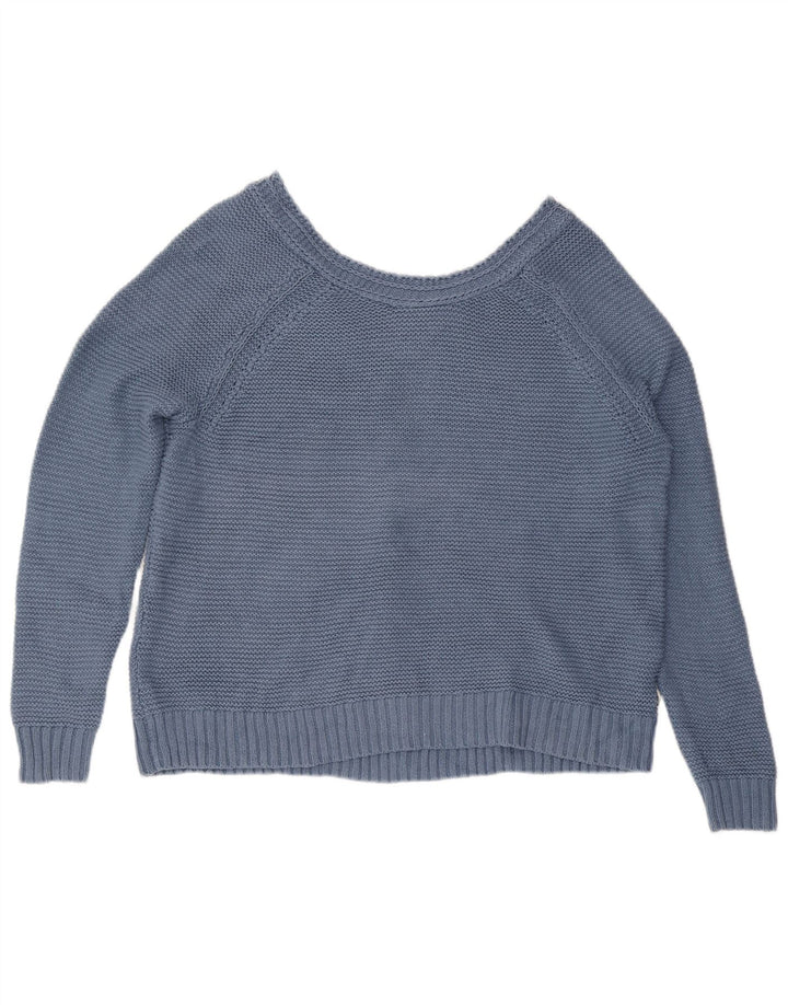 Roxy - Jersey corto con cuello en V para mujer, talla grande, algodón azul