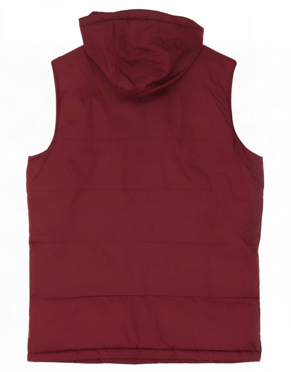 French Connection Chaleco acolchado con capucha para hombre UK 38 Medium Borgoña Poliamida