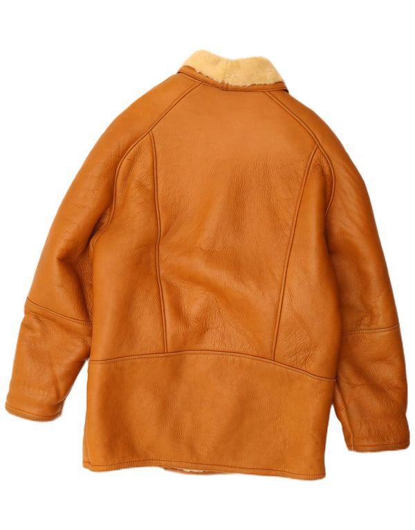 Vintage hombres shearling chaqueta Reino Unido 42 XL Beige
