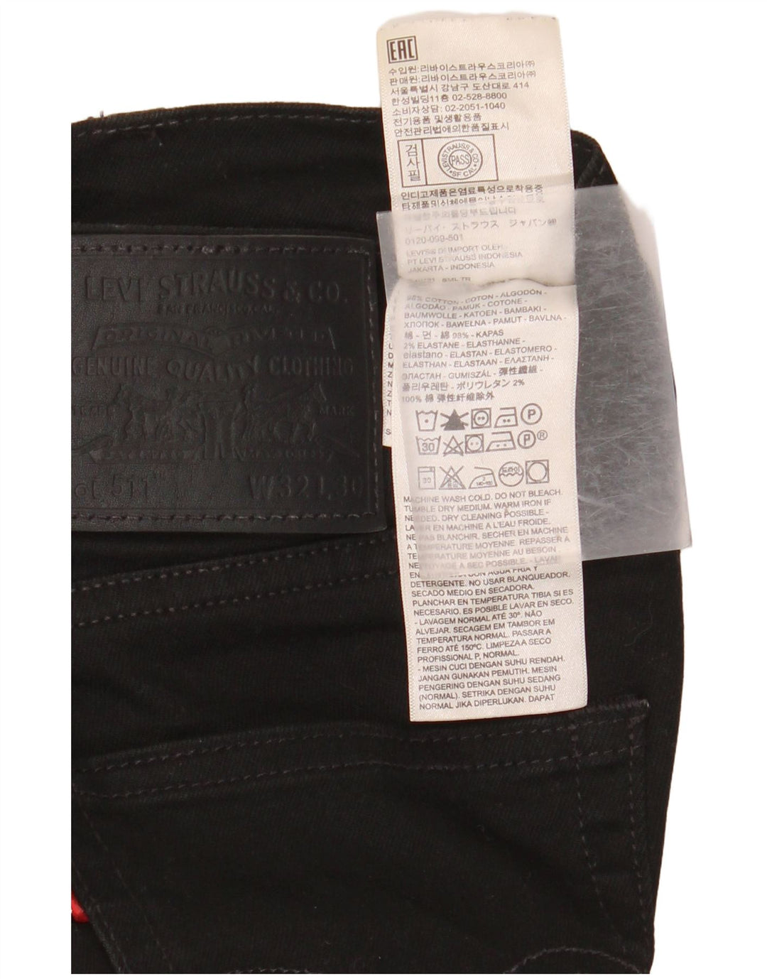 LEVI'S Vaqueros ajustados 511 para hombre W32 L30 Algodón negro