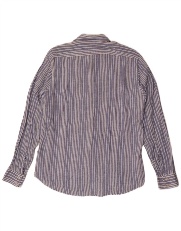 Camisa Hugo Boss Hombre Grande Lino Azul Rayas
