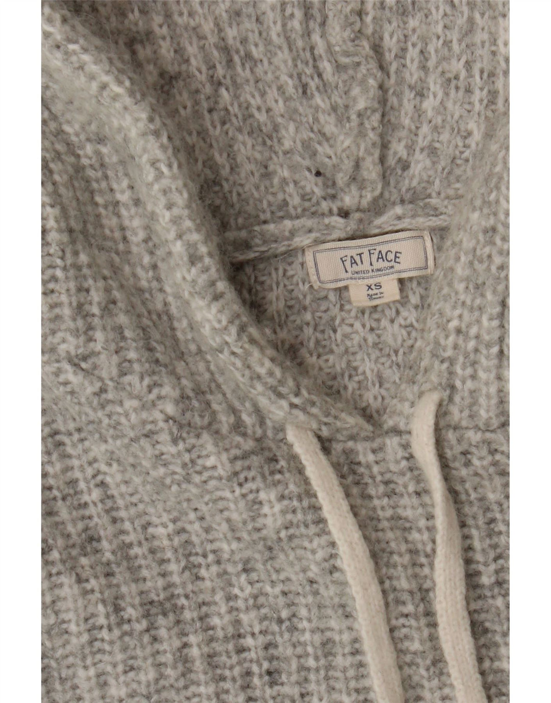FAT FACE Womens Oversized Hooded Jumper Sweater UK 6 XS Grey Polyamide Vintage Fat Face and Second-Hand Fat Face from Messina Hembry 