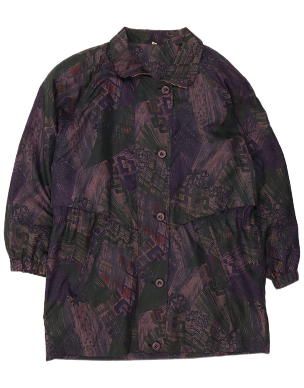 Vintage mujer cortavientos abrigo EU 38 medio multicolor geométrico