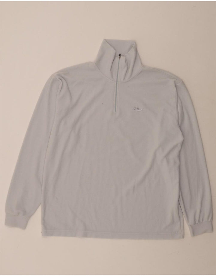 FILA Mens Zip Neck Fleece Jumper 2XL Blue Polyester Vintage Fila and Second-Hand Fila from Messina Hembry 