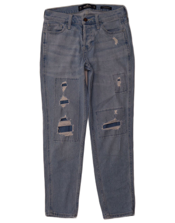 HOLLISTER Vaqueros ajustados desgastados estilo novio para mujer US 0 XS W24 L25 Azul