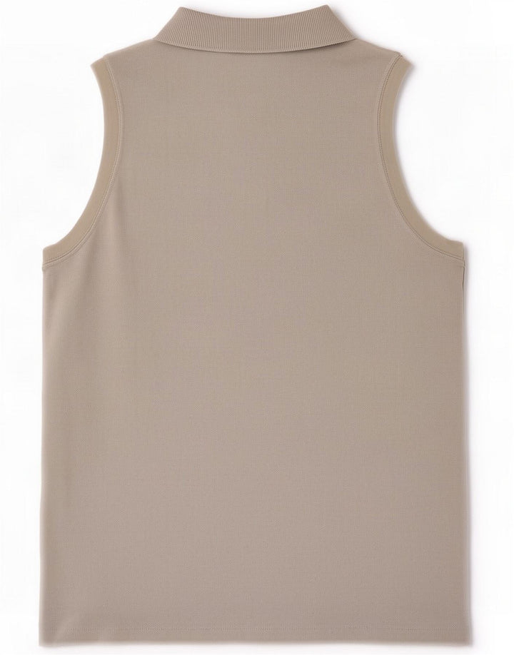 Polo Lacoste Mujer Sin Mangas Talla 40 Gris Medio